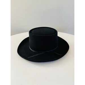 Lucchese 4X Beaver Black Cowboy Hat 6 7/8 Long Oval Western Fur Felted